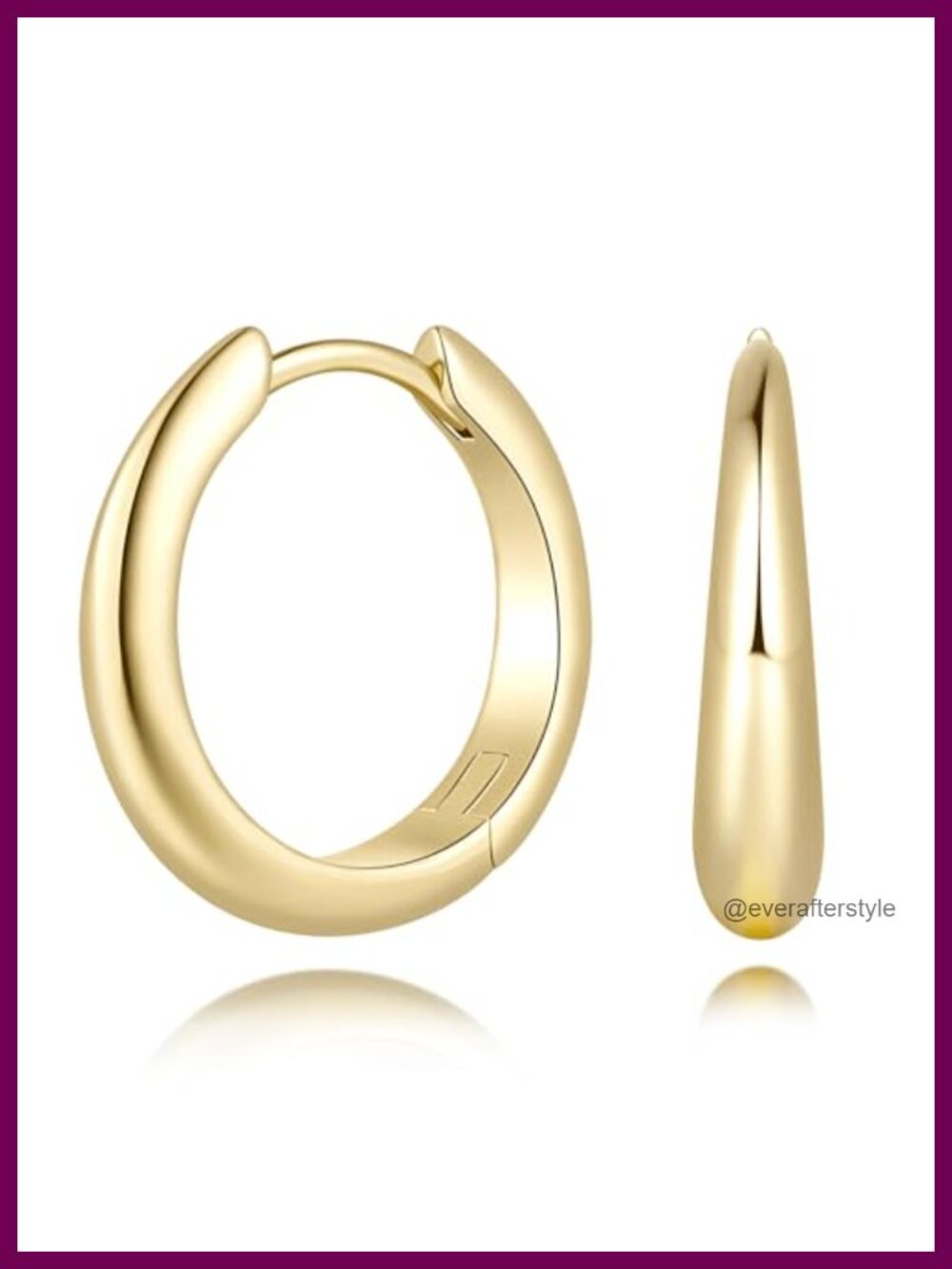 14K Gold Plated Chunky Huggie Hoop Earrings Hinged Small
